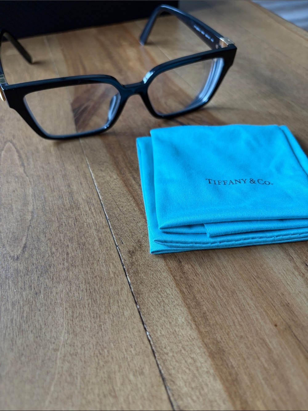 Tiffany & Co. Black and Gold Square Glasses with Cleaning Cloth/Bag - Picture 5 of 6